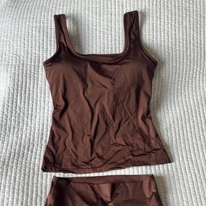 Adanola Chocolate Brown Tank Camisole Set